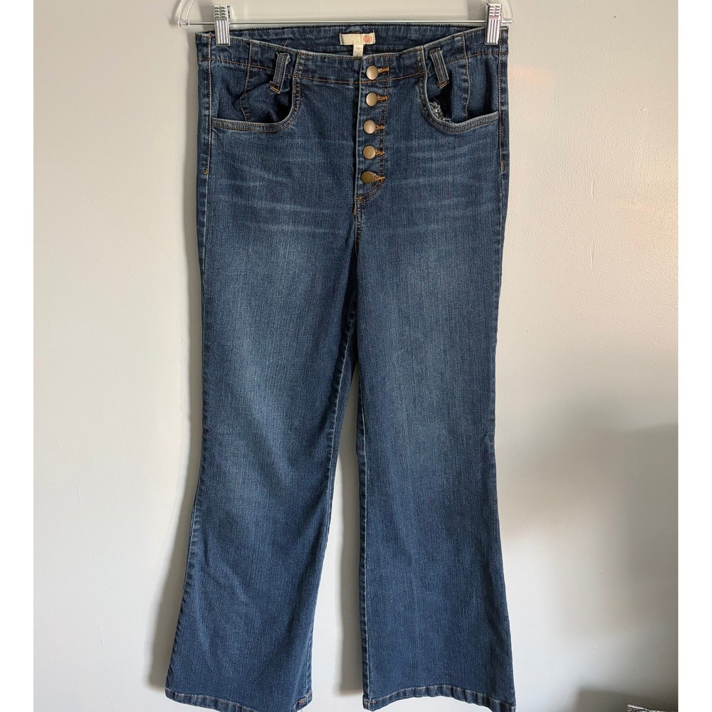 GB Womens High Waisted Button Fly Flare Jeans Medium Wash Size 13 GB